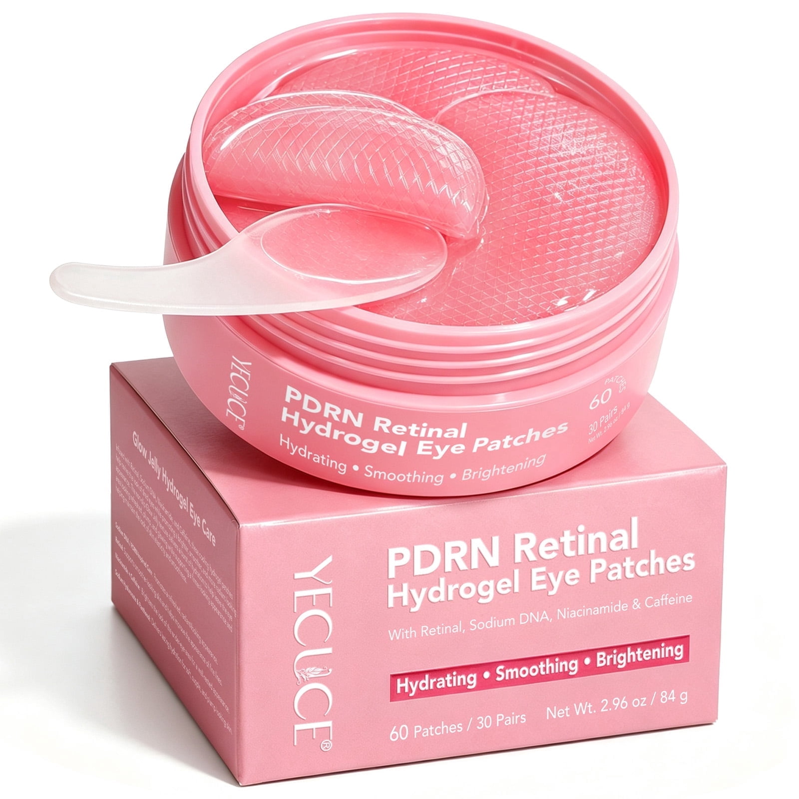 Retinal Under Eye Patches with PDRN, Niacinamide & Caffeine, Cooling Hydrogel Eye Masks for Hydrating, Brightening & Smoothing Look, 60 Patches