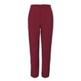 thumbnail image 2 of Women's Elastic High Waist Cropped Work Pants with Pockets, Professional Office Trousers with Hidden Zipper, Comfortable Suit Pants for Casual Wear, Business Attire, and Multiple Occasions Wine XL, 2 of 5