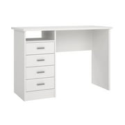 Tvilum Warner 4 Drawer Office Desk with 1 Shelf for Adults, White Finish