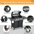 thumbnail image 5 of Haverchair 4-Burner Gas Grill Propane with Side Burner 50,000 BTU Outdoor BBQ Propane Gas Grill Cart Barbecue Grill for Patio Garden Picnic Backyard Cooking Camping,Black, 5 of 8