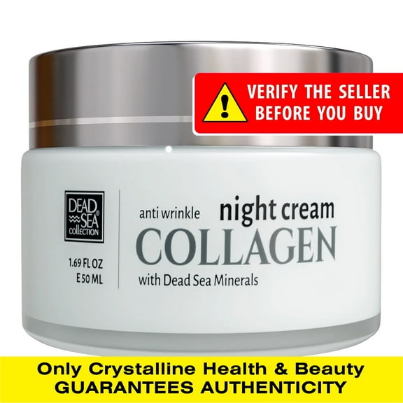 Dead Sea Collection Collagen Anti Wrinkle Night Cream - Face Moisturizer with Collagen - Firming Cream with Dead Sea Minerals and Collagen - 1,69 Fl. Oz