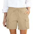 thumbnail image 2 of Women's Cargo Shorts Quick Dry Lightweight Athletic Hiking Shorts Casual Elastic Waist Drawstring Summer Shorts with Multi-Pockets, 2 of 9