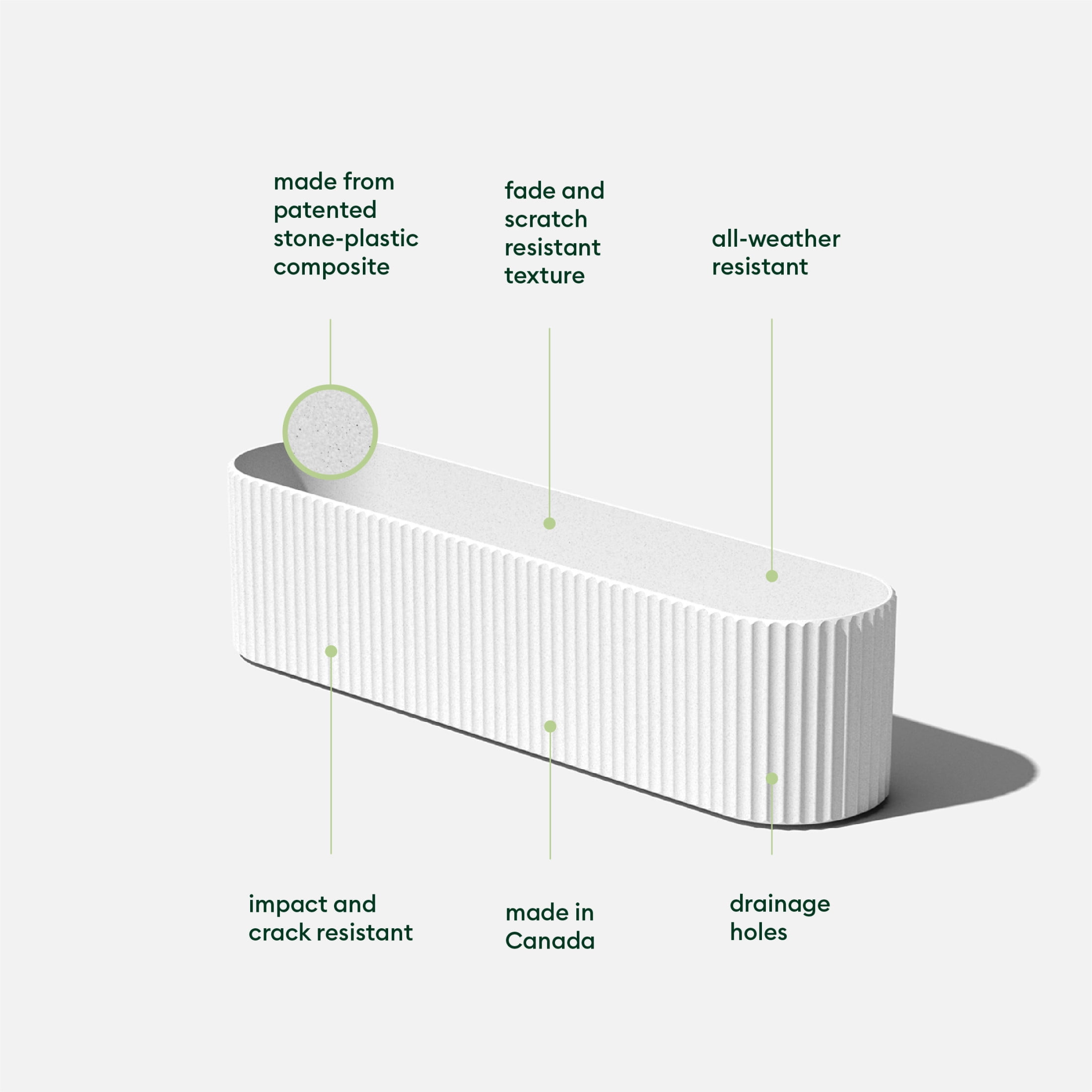 Veradek Demi Series Window Box 36" Plastic-Stone Planter - (White/2 Pack)