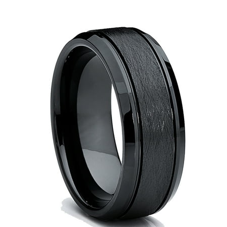 Men's Cobalt Wedding Band Engagement Ring Black Brushed 8MM | Walmart ...