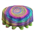 thumbnail image 4 of Colorful Tie Dye Spiral Pattern Round Tablecloth 60"x60",Wrinkle Wipeable Table Cloth for Kitchen Dining Room Picnic Patio Party, 4 of 6