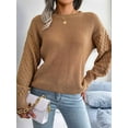 thumbnail image 5 of Women'S Winter Pullover Sweater Casual Long Sleeve Crewneck Loose Chunky Knit Jumper Tops Blouse Khaki S, 5 of 9