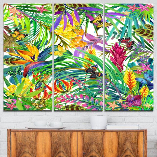 Design Art - Feuilles et Fleurs Tropicales