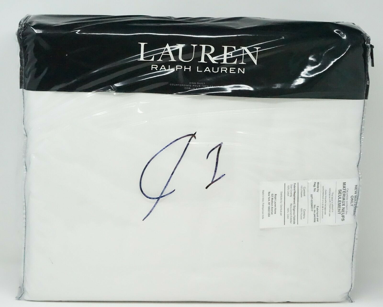 Lauren Ralph Lauren Graydon Cotton "+" Stitching Quilt KING White