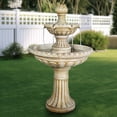 thumbnail image 2 of 2-Tier Freestanding Waterfall Fountain w/Pump & Flower Top, 40.5Inch Tall, Large Outdoor Garden Fountain, Ideal for Garden, Porch, and Lawn, 2 of 9