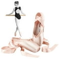 thumbnail image 3 of Porfeet Professional Women Ballet Practice Pointe Flat Sole Dance Shoes with Ribbons,42, 3 of 9