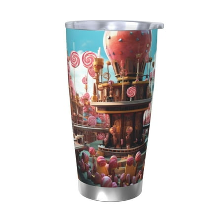 

Tideii fairy-tale-world-with-delicious-candy for 20OZ Car Cup Stainless Steel Cold and Hot Cup with Lid Suitable for Outdoor and Home Unisex-Without Straw