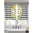 thumbnail image 3 of Farmhouse Lemon Semi Sheer Window Curtains 54 Inches Long, Bless Home Summer Black Buffalo Plaid Rod Pocket Voile Silky Chiffon Curtain Light Filtering Drapes for Living Room, 52"x54", 2 Panels, 3 of 9