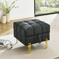thumbnail image 2 of Smilegend 22" Faux Leather Storage Ottoman, Scratch-Resistant Entryway Bench with Storage, Pet-Friendly Footrest with Gold Metal Legs, Black, 2 of 8