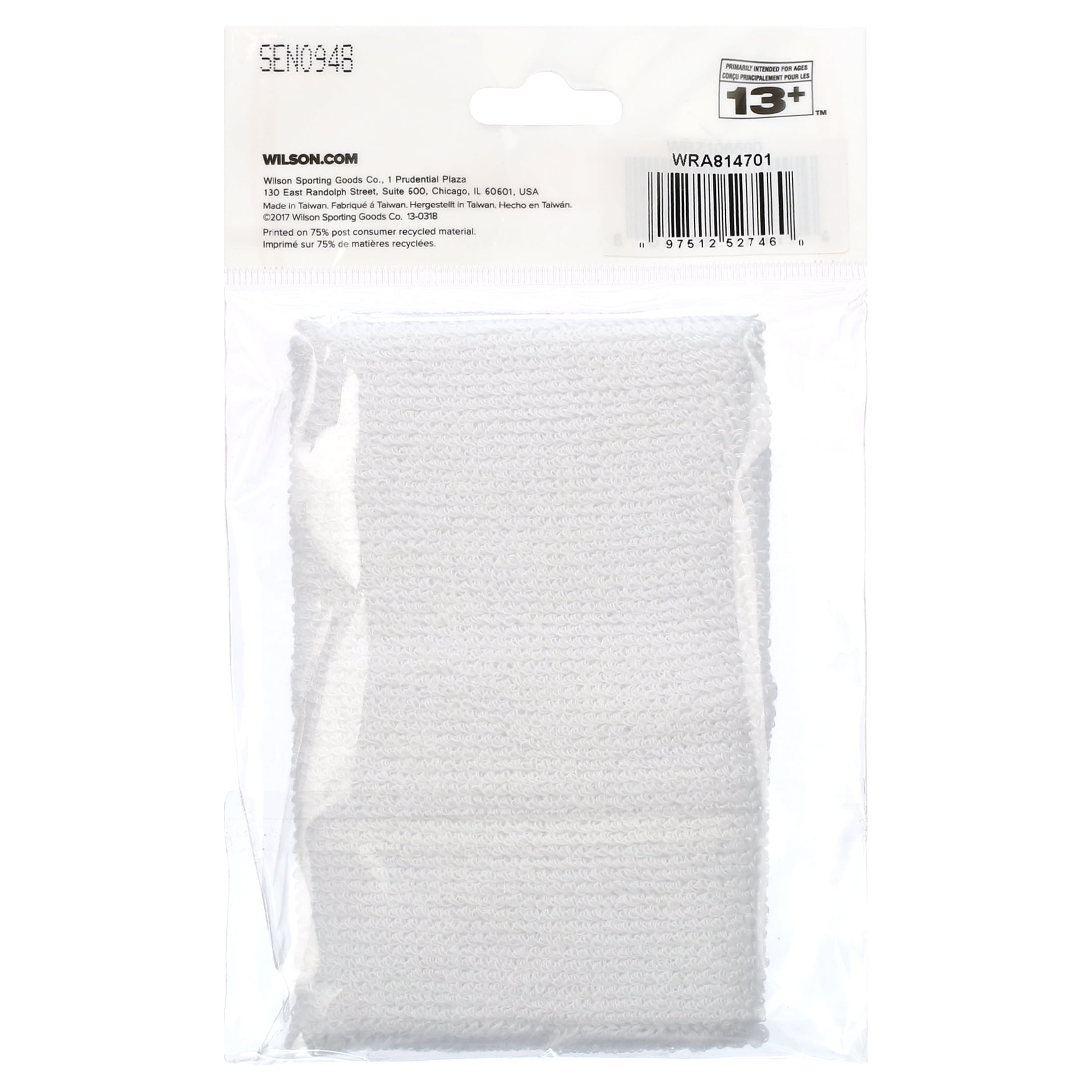 (2 pack) Wilson Adult Stretchable Sports Sweatband, White, 1 Count