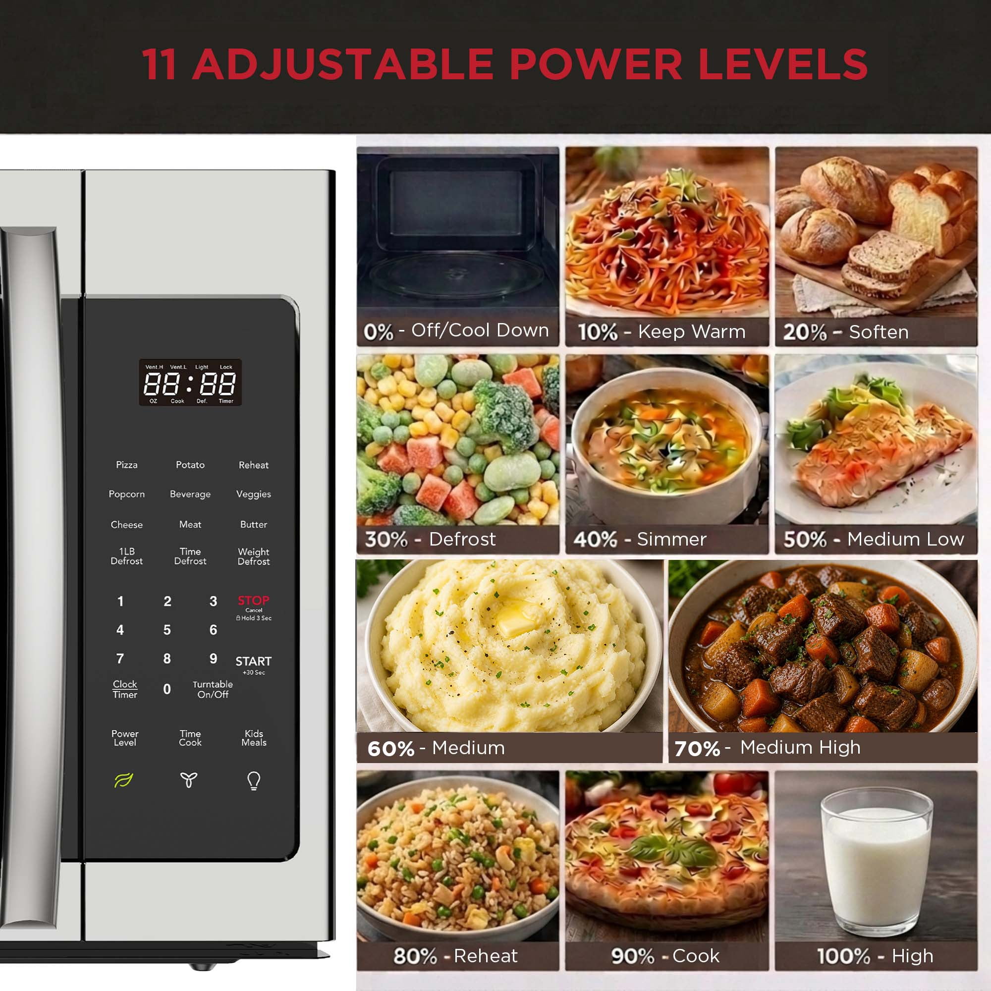 Magnavox 1.7 cu ft 1000 Watt 300 CFM Over the Range Microwave Oven, LED Display  Child Lock, Stainless Steel