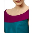 thumbnail image 4 of eloria Women's Art Silk Boat Neck Sleevless Partywear Filler Blouse Top, Color : Sea Blue & Pink, 4 of 6