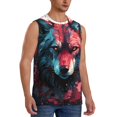 thumbnail image 2 of Kdxio Red Flame Wolf Head for Men's Muscle T-shirt,Sleeveless for Workout Running Athletic Gym Lounge Casual, 2 of 5