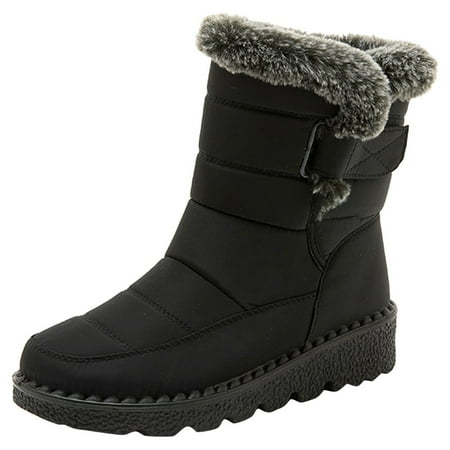 Fashion Women Winter Water Winter Snow Boots for Women Proof Flat Hook Loop Snow Boots for Women Mid Calf Keep Warm Snow Boots Womens Snow Boots Size 11 Short Comfortable Mid Boots Shoes