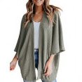thumbnail image 3 of Maoww Cardigan Tricoté en Polyester à Manches 3/4 Ouvert à l'Avant pour Femmes, Vert, m, 3 of 7