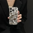 thumbnail image 2 of Case for iPhone 16,Luxury Plating Water Wrinkles Design Plating Frame Cute Lovely Girly Woman Shockproof Soft Silicone Protection Phone Case for iPhone 16,6.1 inch (Silver), 2 of 11