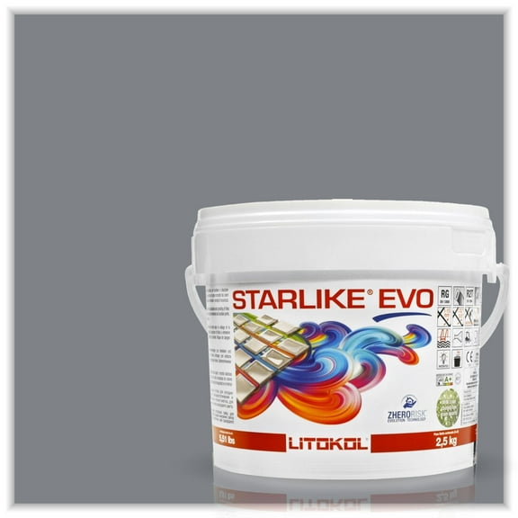 The Tile Doctor Starlike EVO - Litokol Epoxy Grout for Tile in Pools, Spas, Kitchens, Bathrooms, Floor or Wall, Interior or Exterior Use- 130 Grigio Ardesia Classic Collection 2.5 kg - 5.5 lbs