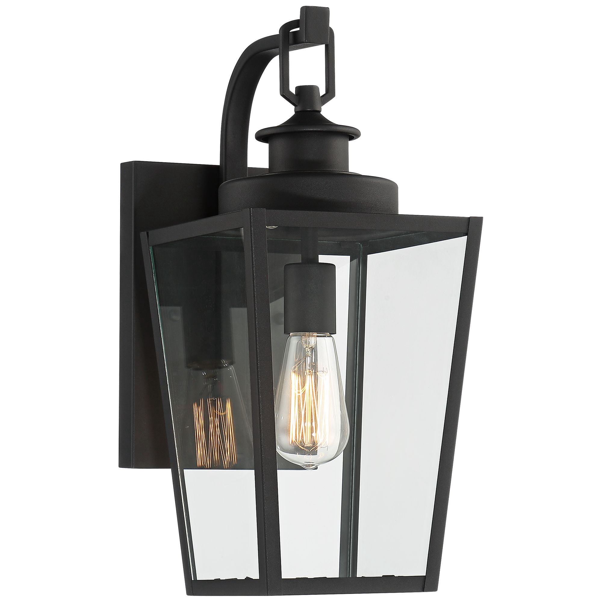 Possini Euro Design Ackerly Modern Outdoor Wall Light Fixture Textured Black 17 1/4" Clear Glass for Post Exterior Barn Deck House Porch Yard Patio
