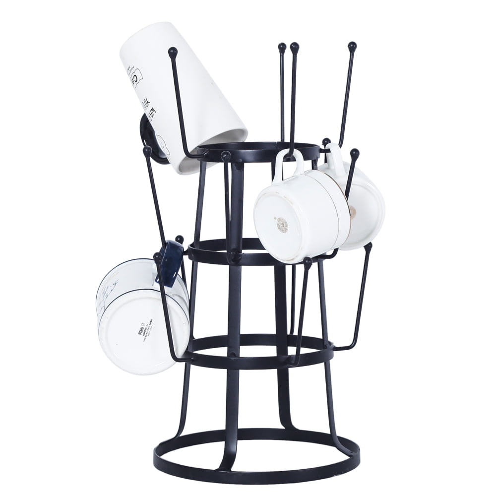 Kepooman Mug Tree, Steel Tree Holder Organizer Rack, Countertop Mug Tree Stand, Black Kepooman Mug Tree, Steel Tree Holder Organizer Rack, Countertop Mug Tree Stand, Black