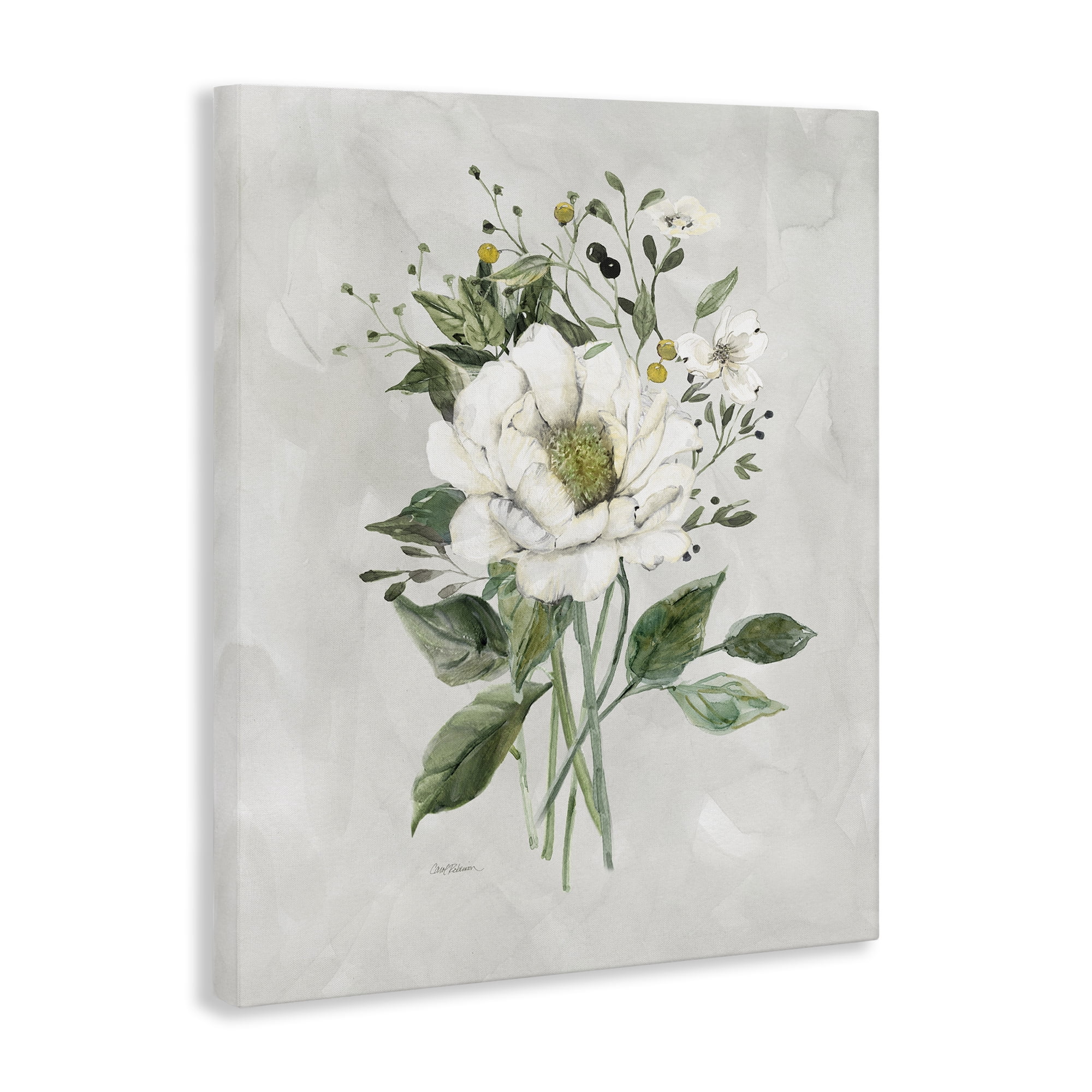 Stupell Industries White Flower Bundle Plants & Flowers Painting Wrapped Canvas Art Print Wall Art, 36 x 48