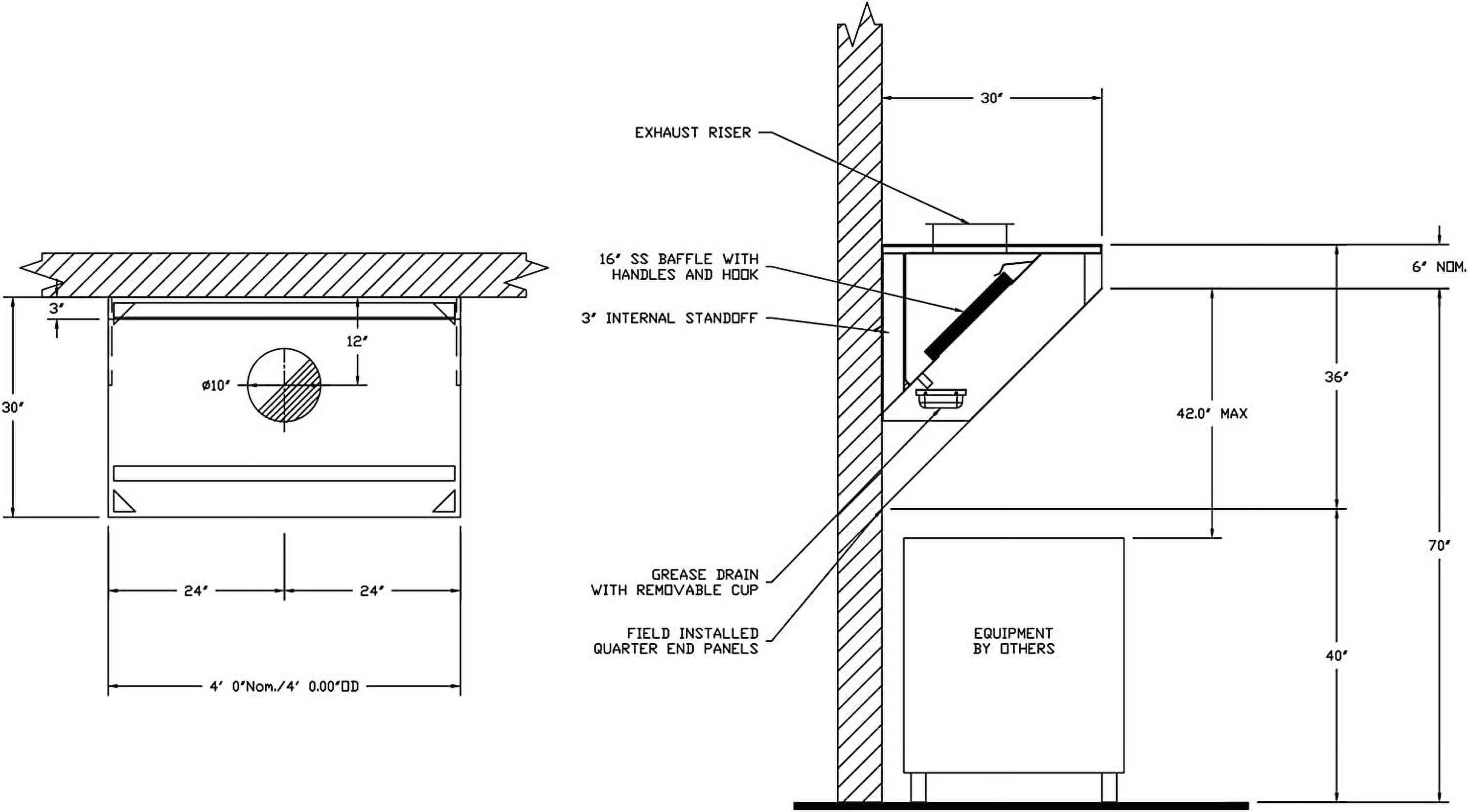 CAPTIVE-AIRE Food Truck Low Profile Exhaust Hood System Includes a stainless steel exhaust hood, an exhaust fan, an adjustable duct section, and installation hardware (4' Long Hood & Fan)