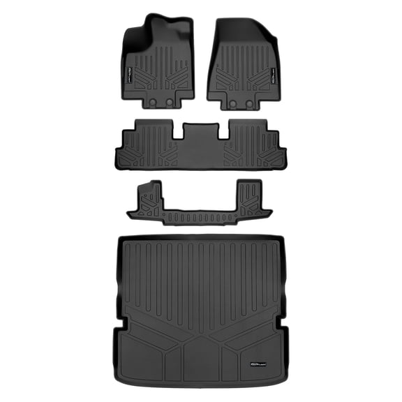 SMARTLINER 4 Rows Custom Fit Floor Liners Compatible with 2022 - 2025 Nissan Pathfinder 7 Passenger and 8 Passenger (Gasoline | 2nd Row Bucket )