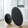 thumbnail image 2 of Black Marble Round Dining Table, 42.1" Tulip Table Kitchen Dining Table 4-6 People with MDF Table Top & Pedestal Base, Mid-Century End Table Leisure Coffee Table Office Living Room Table, 2 of 18