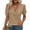 Brown, variant on Women's V Neck Puff Sleeve T Shirt, Casual Solid Color Loose Patchwork Top for Daily Wear
