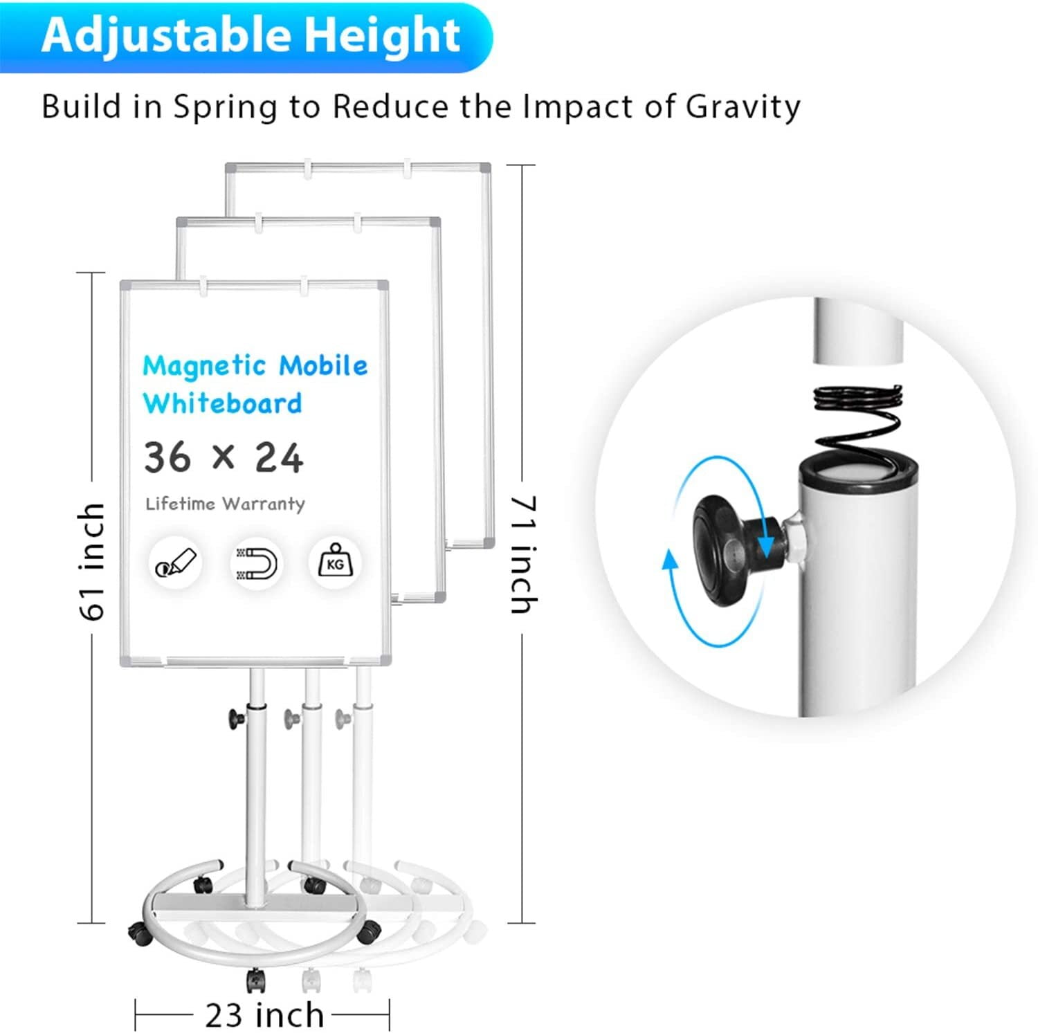 Maxtek Magnetic Dry Erase Board  –36" x 24" Portable Mobile White Board Easel with Stand for School Supplies,Office,Home