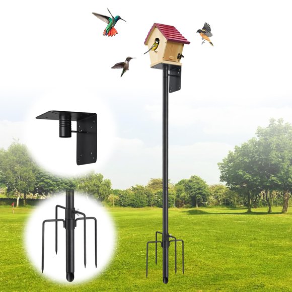 Bird House Pole,74 Inch Heavy Duty Bird Feeder Pole Mount Kit for Outdoors, 5-Prong Base, Splicing Adjustable Feeding Stand Statio