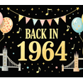 thumbnail image 3 of Vintage Themed Banner with 1964 Design Balloons Records Music Notes Background, Party Decorations, Retro Party, Anniversary Party, Photo Backdrop, Event Decor, 3 of 3
