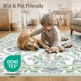 thumbnail image 4 of ODIKA 8'x10' Ivory Floral Washable Area Rug Intricate Botanical Motifs With Vintage Ornamental Style for Dining Room, Large Office, Lounge, Non-Slip Chair-Friendly Mat, 4 of 7