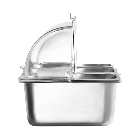 Countertop Food Serving Display 6-Pan Stainless Steel Chafing Dishes Tray Buffet Condiment Dispenser Clear Lid 3 Boxes