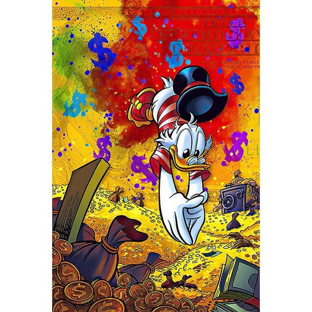 Disney Luxury Art Mickey Mouse And Donald Duck Fashion Graffiti Wall Art Poster Painting On Canvas Prints Banksy Decor Pictures50x75cm NO Frame Gao Jinjia LED