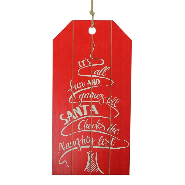 15 75 Large Red Wooden Christmas Gift Tag Hanging Wall Decoration Walmart Com Walmart Com