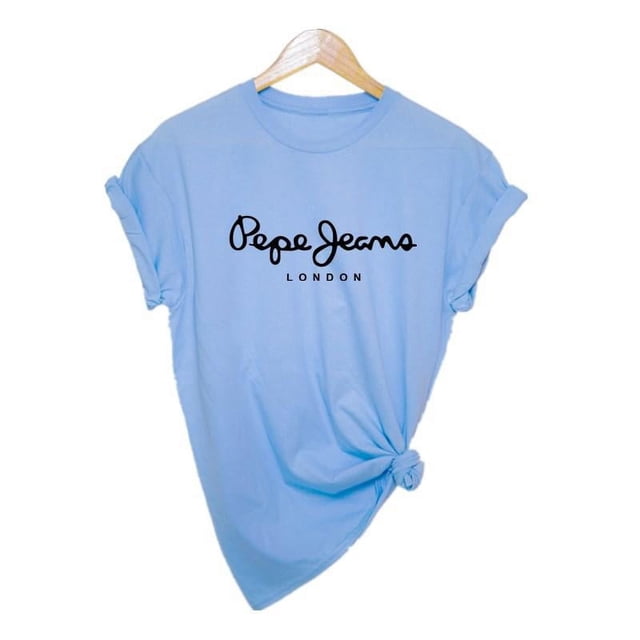 Nuevo estilo de pareja de algodón puro, camiseta estampada a la moda, ropa holgada de manga corta para mujer