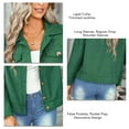 thumbnail image 7 of Sarapandan Sarapandan Women Jacket Long Sleeve Button Down Splicing Hem Slim Fit Corduroy Coat with False Pockets for Daily Work Dating Green M, 7 of 7