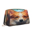 thumbnail image 2 of Naloa Cartoon Pattern Corgi Leather Makeup Bag for Purse Travel, Portable Small Cosmetic Organizer for Women and Girls, Make up Bag with Zipper, 2 of 8