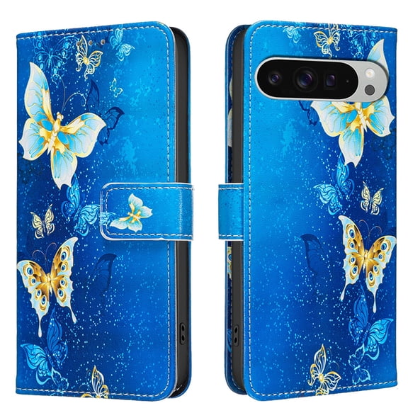 ELEHOLD Wallet Case for Google Pixel 9 Pro XL, PU Leather Patterned Flip Folio Stand Card Slots Magnetic Closure Shockproof Protective Case for Women Girls,A