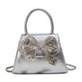 thumbnail image 1 of Bolso elegante con lazo de diamantes de imitación de PU para mujer bolso de noche con solapa y correa de cadena, 1 of 9