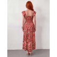 thumbnail image 3 of Vestido Largo para Mujer Vestido Casual Midi con Estampado Elegante y Manga con Volante Vestido Stretch Fresco y Cómodo para Dama, 3 of 5