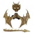 thumbnail image 4 of Ensemble d'Accessoires de Costume Dragon pour Enfants, Jeu de Rôle, Mascarade, Queue et Ailes de Dinosaure, Or, 4 of 8