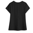 thumbnail image 6 of HOMBOM Shirts for Women Spring Cotton Linen Lapel Black Solid Loose Fit Short Sleeve Ladies Blouse V Neck, 6 of 9