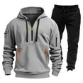 thumbnail image 2 of HKYNLAG Mens Sweatsuits Sets Half Zip Tactical Hoodies Jogger Sweatpants Athletic Sets Men 2 Piece Running Outfits 2026 Light Gray 3XL, 2 of 4