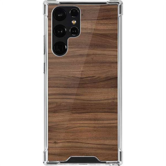 Skinit Wood Natural Walnut Wood Galaxy S22 Ultra Clear Case