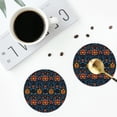 thumbnail image 4 of Honeii Mexican Flower Print Leather Coaster Set of 4, Ideal for Safeguarding Your Furniture from Drinks Spills and Effortless Cleanup-Round Shape, 4 of 6